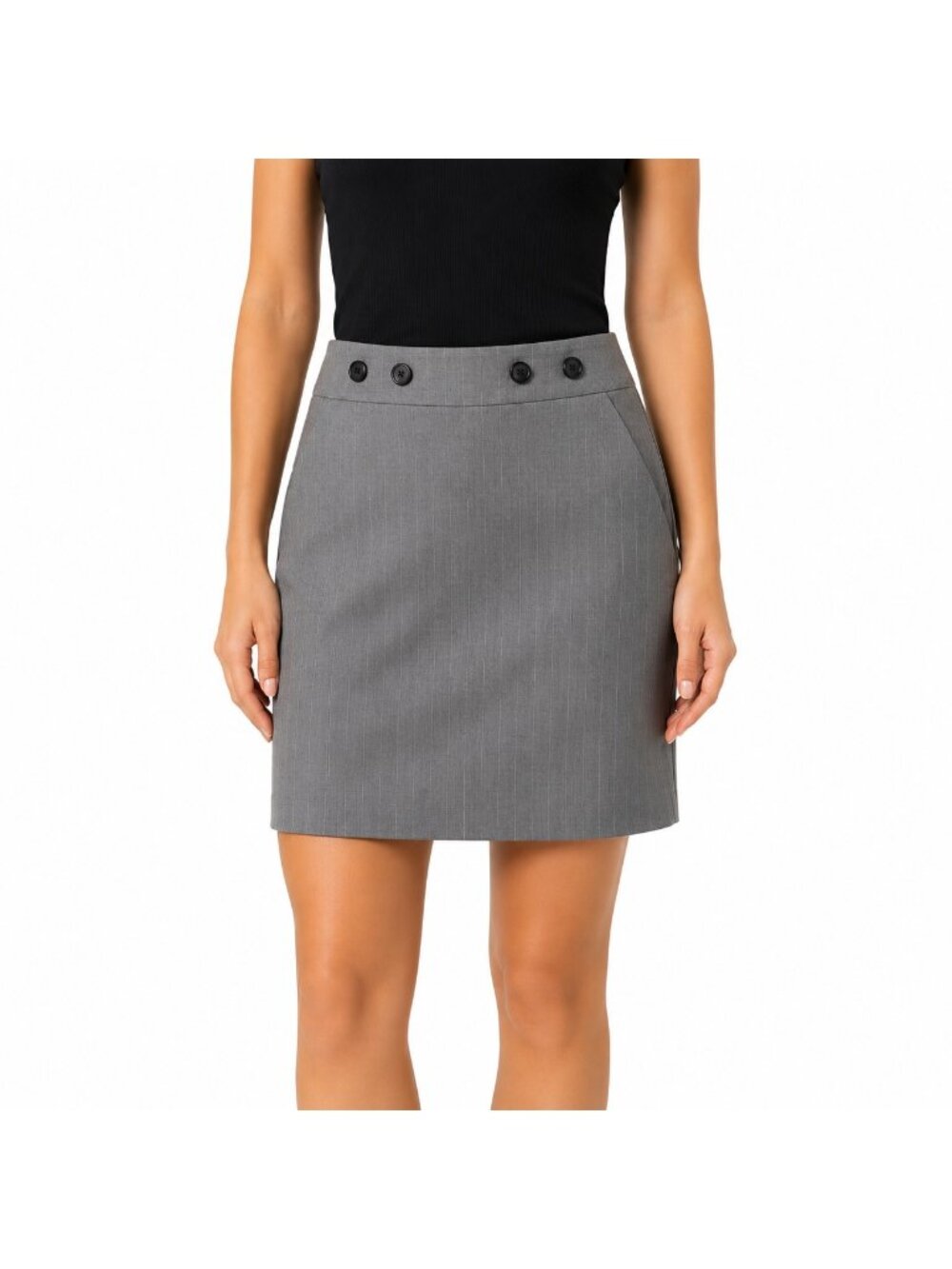 Banana Republic Factory Grey Pinstripe Wool Blend Work Skirt - Size 6